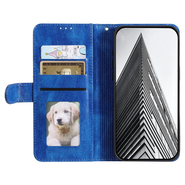 013 Style For Oppo Reno13 Pro 5G Case PU Leather Anti-Fall Phone Cover with 6 Card Slots - Blue