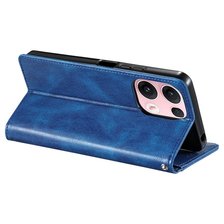 013 Style For Oppo Reno13 Pro 5G Case PU Leather Anti-Fall Phone Cover with 6 Card Slots - Blue