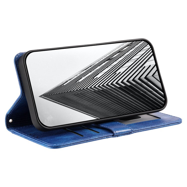 013 Style For Oppo Reno13 Pro 5G Case PU Leather Anti-Fall Phone Cover with 6 Card Slots - Blue