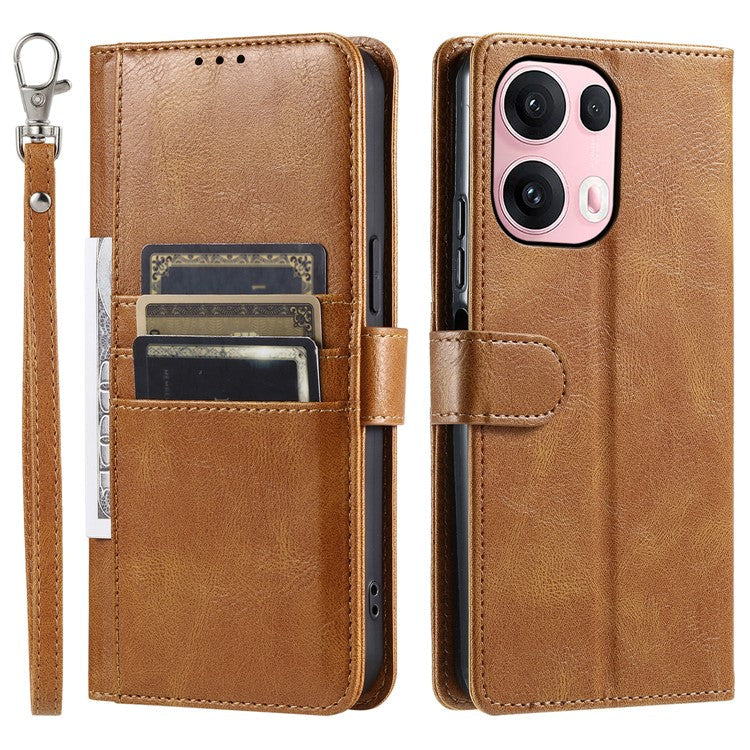 013 Style For Oppo Reno13 Pro 5G Case PU Leather Anti-Fall Phone Cover with 6 Card Slots - Brown