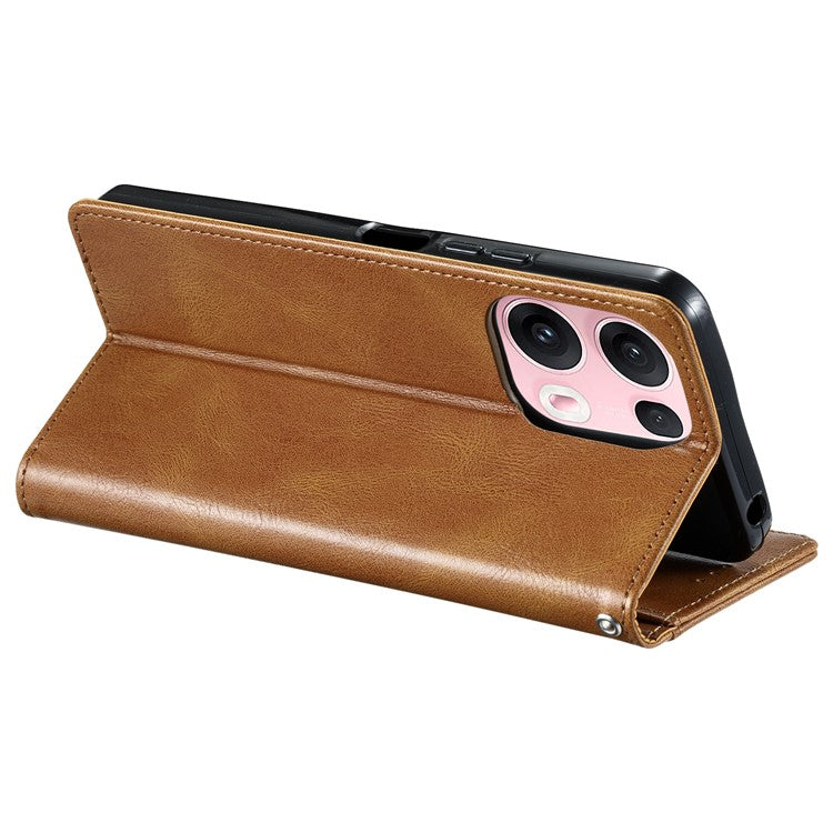 013 Style For Oppo Reno13 Pro 5G Case PU Leather Anti-Fall Phone Cover with 6 Card Slots - Brown