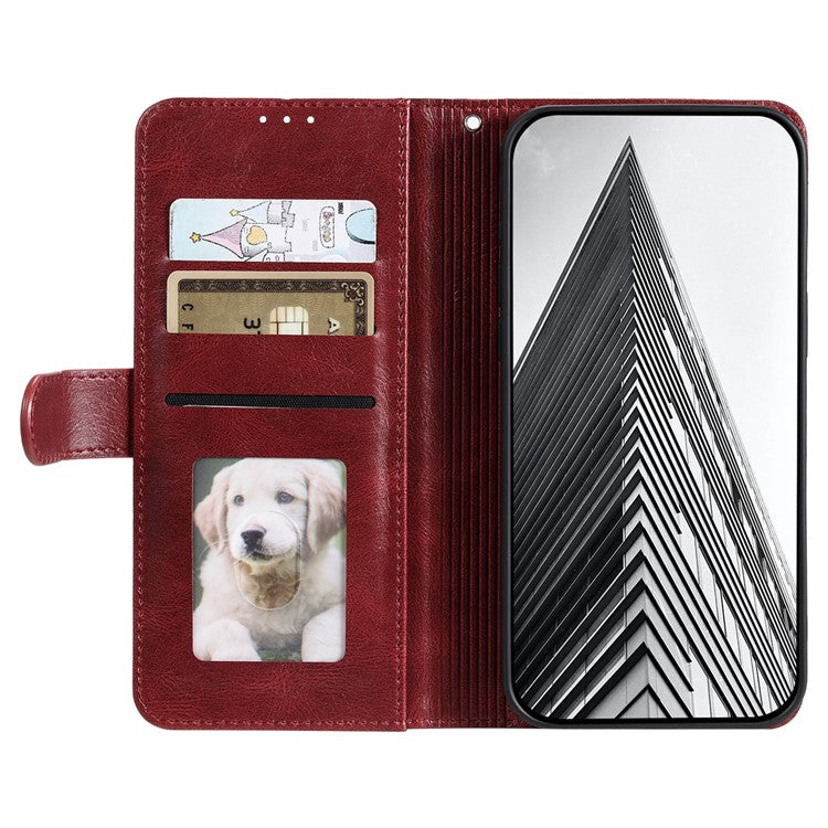 013 Style For Oppo Reno13 Pro 5G Case PU Leather Anti-Fall Phone Cover with 6 Card Slots - Wine Red