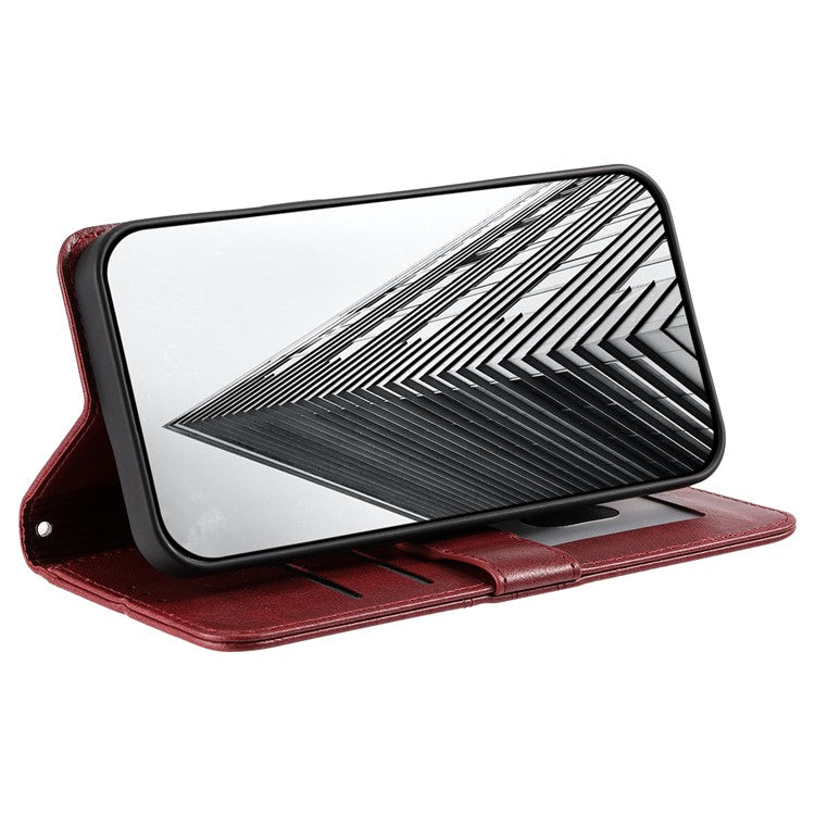 013 Style For Oppo Reno13 Pro 5G Case PU Leather Anti-Fall Phone Cover with 6 Card Slots - Wine Red