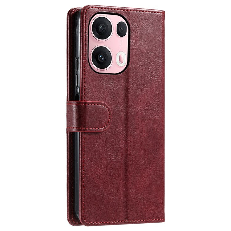 013 Style For Oppo Reno13 Pro 5G Case PU Leather Anti-Fall Phone Cover with 6 Card Slots - Wine Red