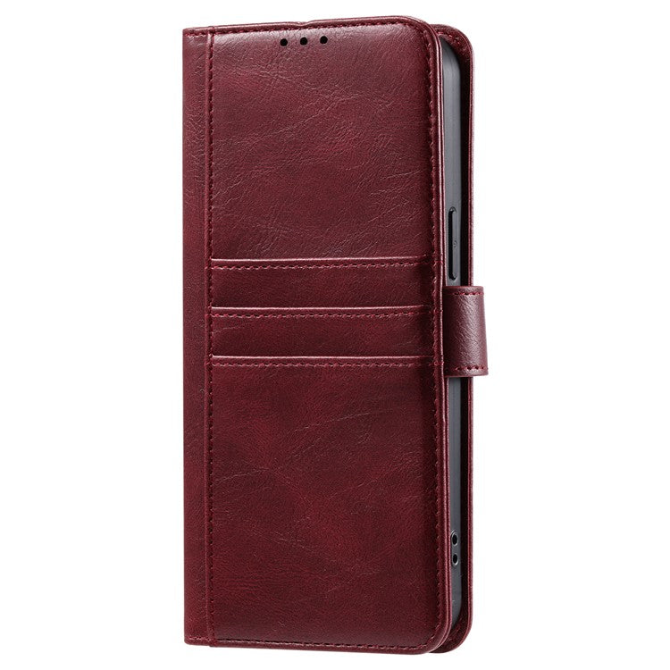 013 Style For Oppo Reno13 Pro 5G Case PU Leather Anti-Fall Phone Cover with 6 Card Slots - Wine Red