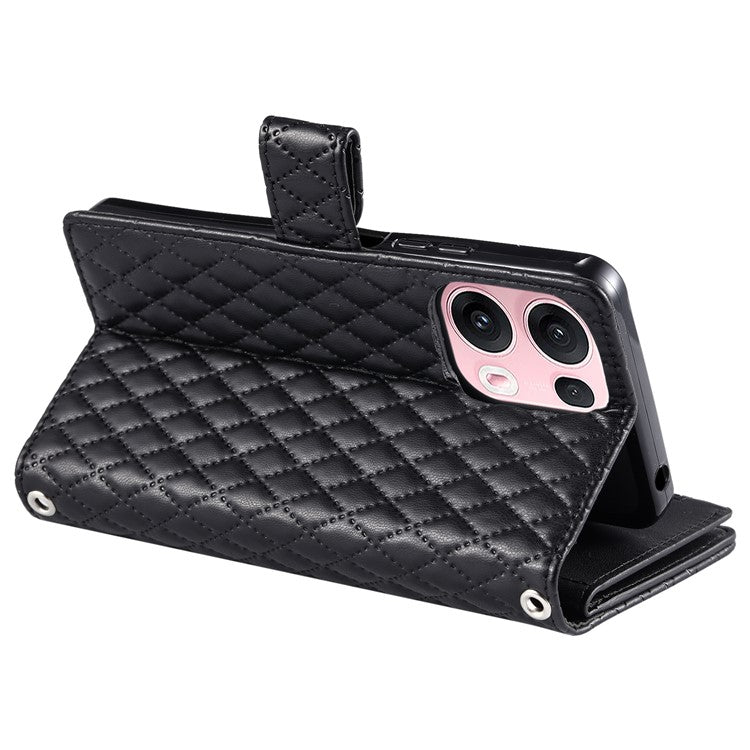 Style 012 for Oppo Reno13 Pro 5G Case Zipper Pocket Glitter Leather Phone Cover - Black