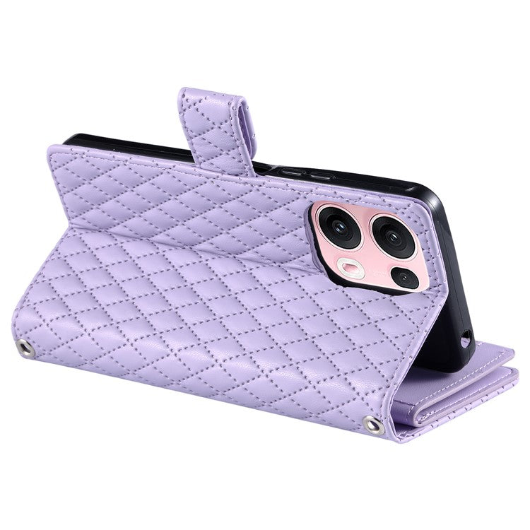 Style 012 for Oppo Reno13 Pro 5G Case Zipper Pocket Glitter Leather Phone Cover - Purple