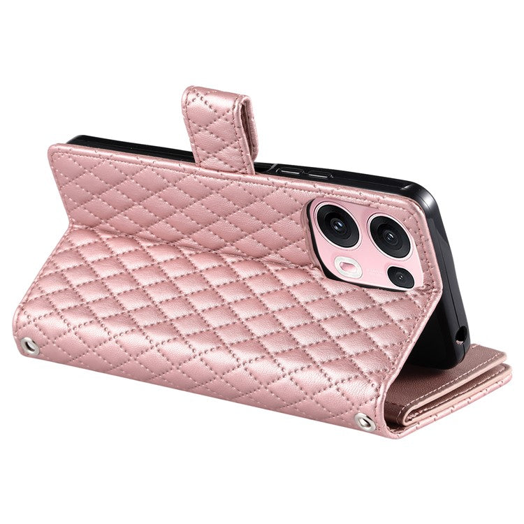 Style 012 for Oppo Reno13 Pro 5G Case Zipper Pocket Glitter Leather Phone Cover - Rose Gold