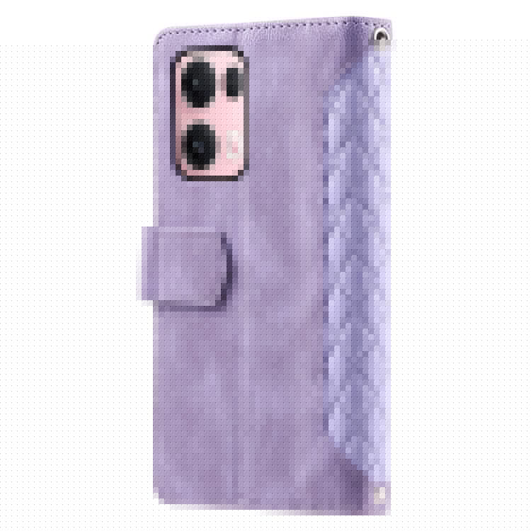 Style 005 For Oppo Reno13 Pro 5G Wallet Case Rhombus Stitching Line PU Leather Phone Cover - Purple