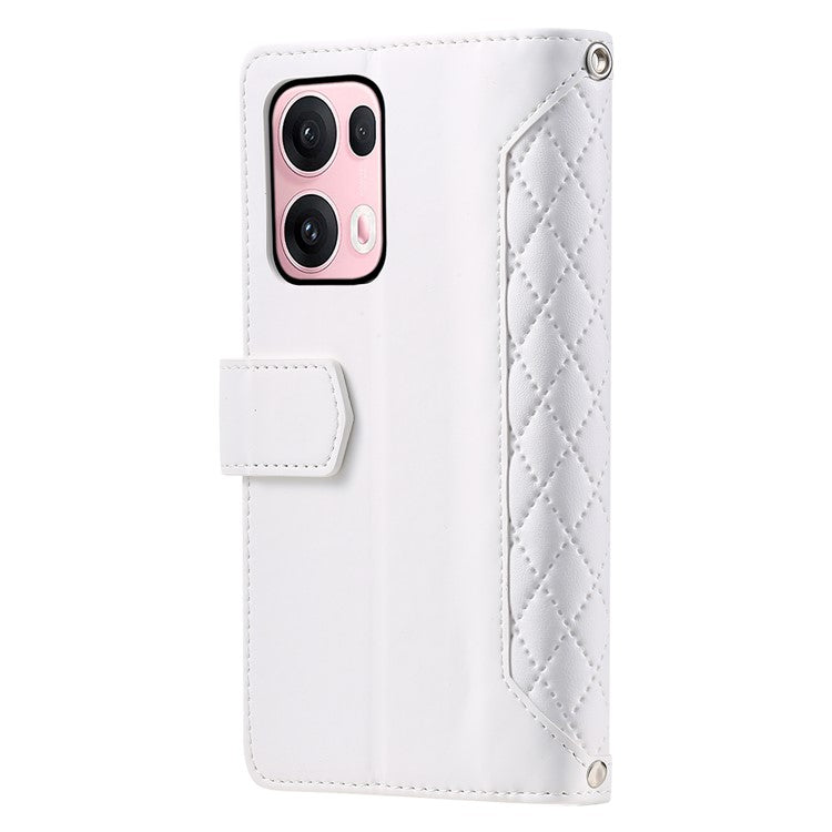 Style 005 For Oppo Reno13 Pro 5G Wallet Case Rhombus Stitching Line PU Leather Phone Cover - White