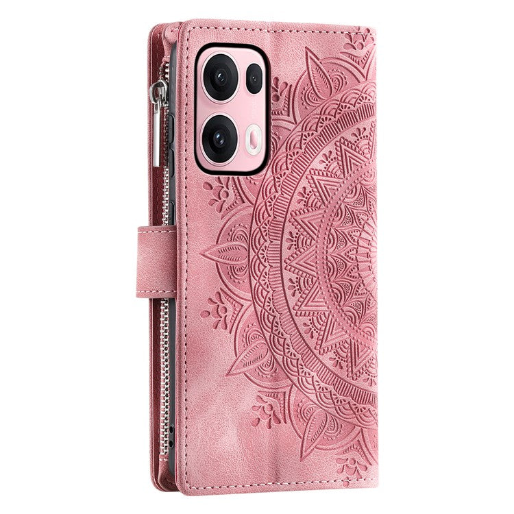 Style 006 For Oppo Reno13 Pro 5G Wallet Case PU Leather Phone Cover Mandala Flower Pattern - Rose Gold