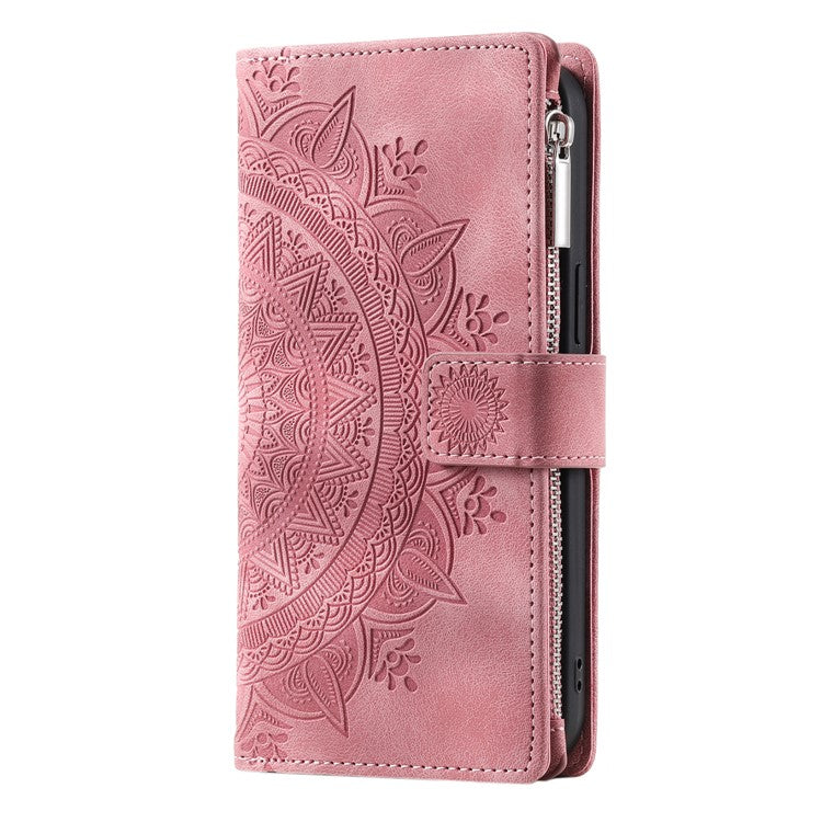 Style 006 For Oppo Reno13 Pro 5G Wallet Case PU Leather Phone Cover Mandala Flower Pattern - Rose Gold