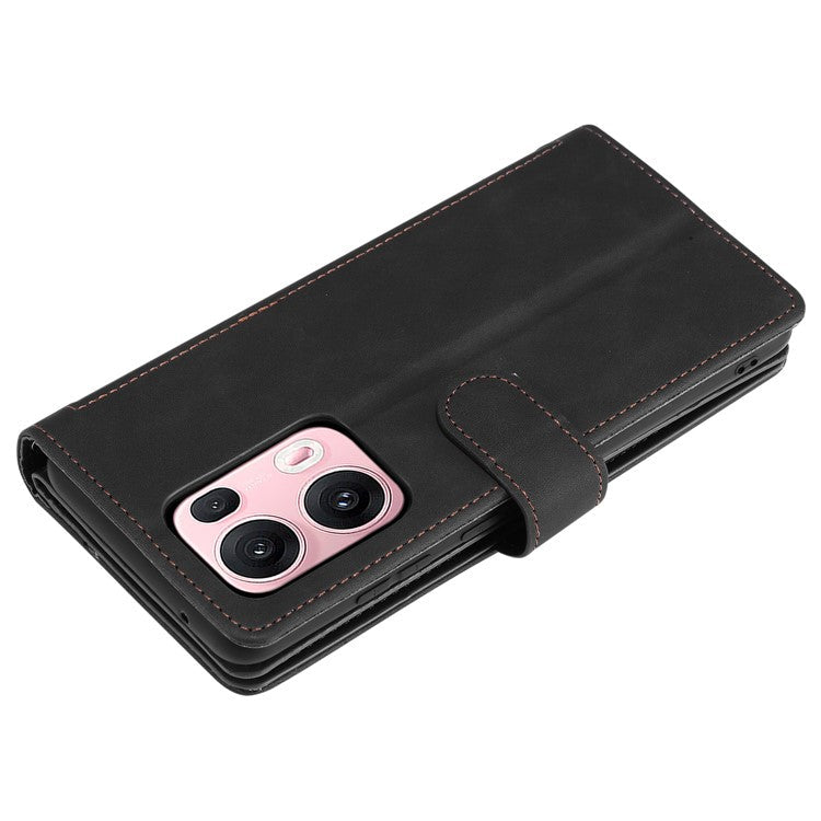 For Oppo Reno13 Pro 5G Case PU Leather Phone Cover with Zipper Wallet 9 Card Slots - Black
