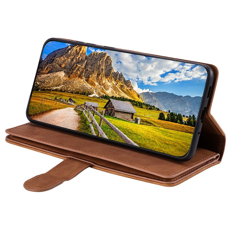 For Oppo Reno13 Pro 5G Case PU Leather Phone Cover with Zipper Wallet 9 Card Slots - Brown