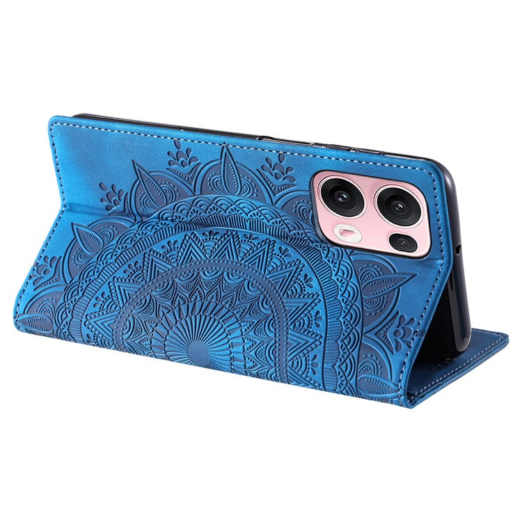 Style-010 For Oppo Reno13 Pro 5G Case Magnetic Closing Leather Phone Cover Pattern Imprinted - Blue