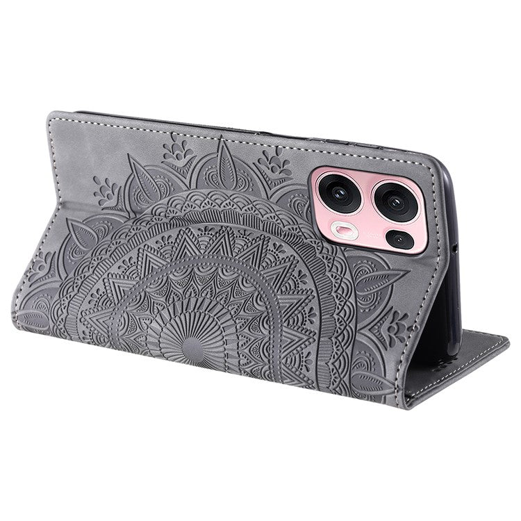 Style-010 For Oppo Reno13 Pro 5G Case Magnetic Closing Leather Phone Cover Pattern Imprinted - Grey