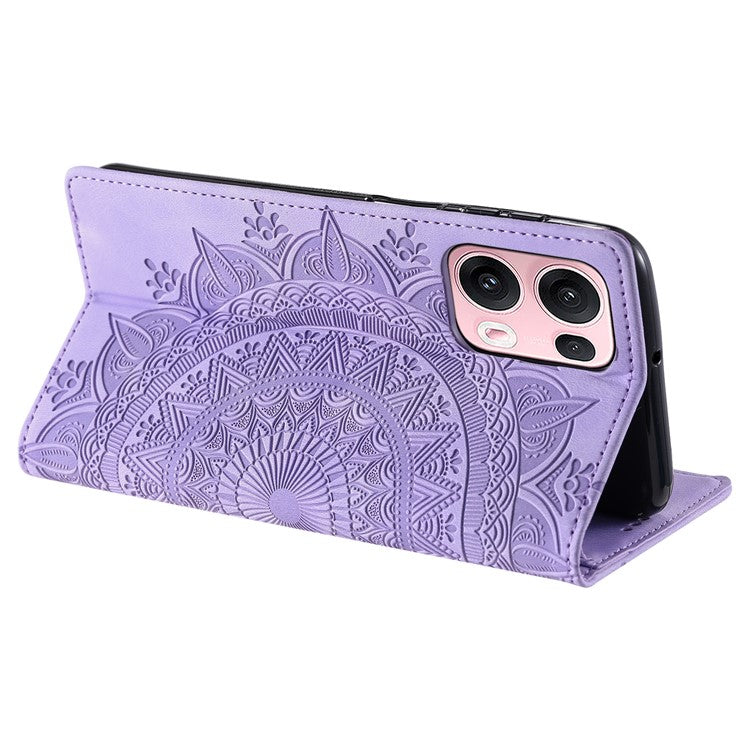 Style-010 For Oppo Reno13 Pro 5G Case Magnetic Closing Leather Phone Cover Pattern Imprinted - Purple