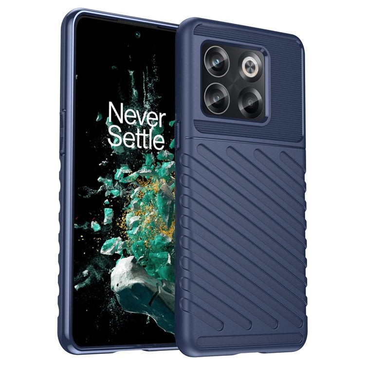 For OnePlus 10T 5G / Ace Pro 5G Thunder Series Twill Texture Anti-Slip Case Thickened TPU Shockproof Cover Phone Protector - Blue
