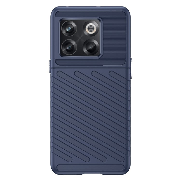 For OnePlus 10T 5G / Ace Pro 5G Thunder Series Twill Texture Anti-Slip Case Thickened TPU Shockproof Cover Phone Protector - Blue