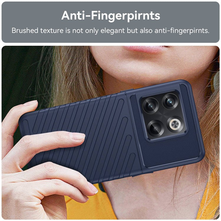 For OnePlus 10T 5G / Ace Pro 5G Thunder Series Twill Texture Anti-Slip Case Thickened TPU Shockproof Cover Phone Protector - Blue