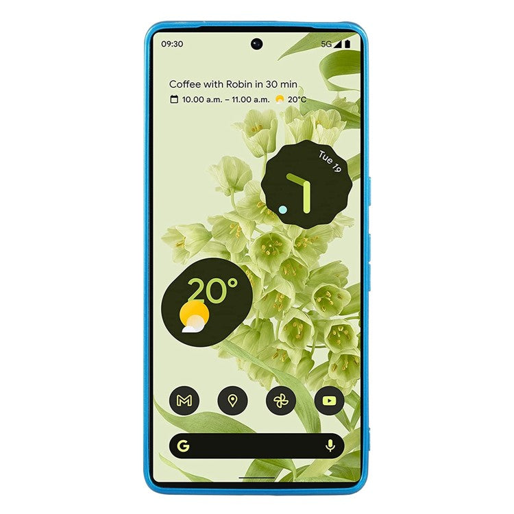 For Google Pixel 7 Pro 5G Shiny Glitter Sequins Phone Protective Case Electroplating TPU Frame Hard PC Back Cover - Blue