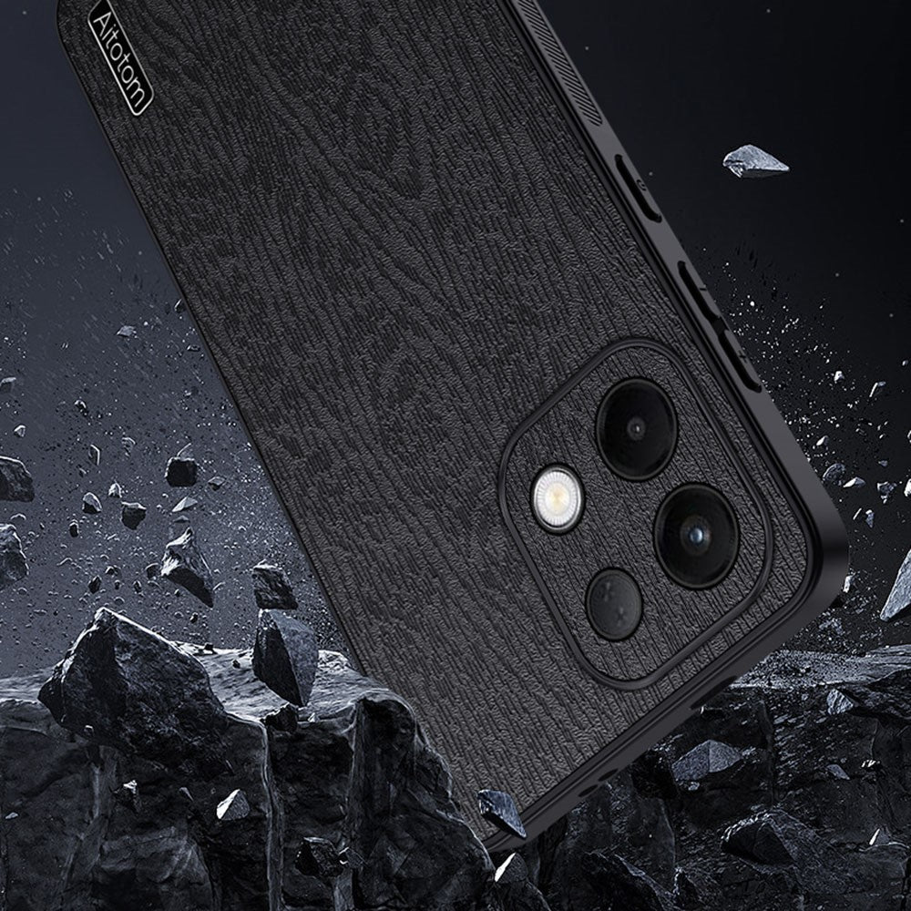 Wood Texture Case For Oppo K13 5G / K13x / K12s (China) PU Leather Coated PC TPU Phone Cover - Black