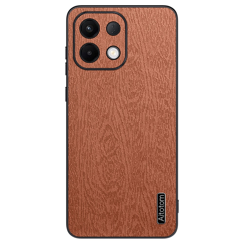 Wood Texture Case For Oppo K13 5G / K13x / K12s (China) PU Leather Coated PC TPU Phone Cover - Brown