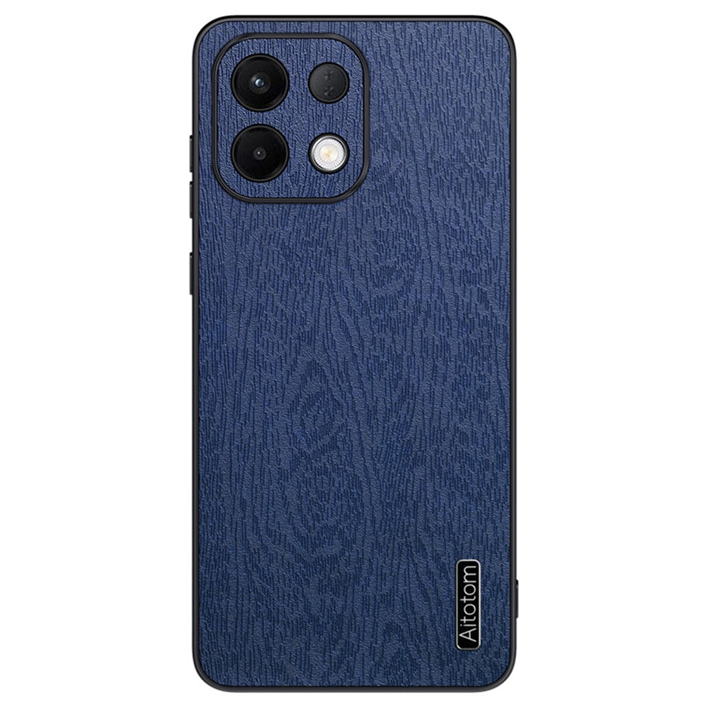 Wood Texture Case For Oppo K13 5G / K13x / K12s (China) PU Leather Coated PC TPU Phone Cover - Blue