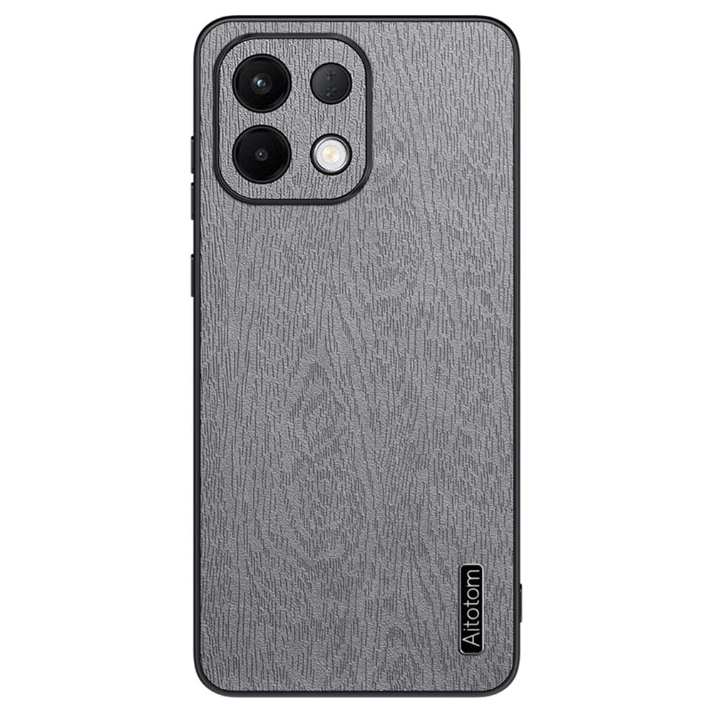 Wood Texture Case For Oppo K13 5G / K13x / K12s (China) PU Leather Coated PC TPU Phone Cover - Grey