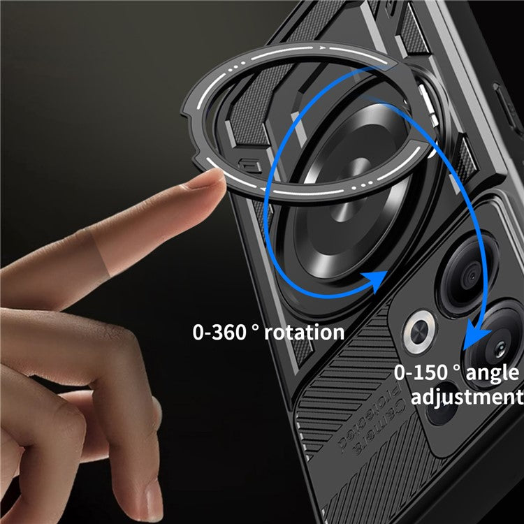 For Oppo Reno13 5G (Global) Magnetic Case Rotating Kickstand TPU + PC Phone Cover - Grey