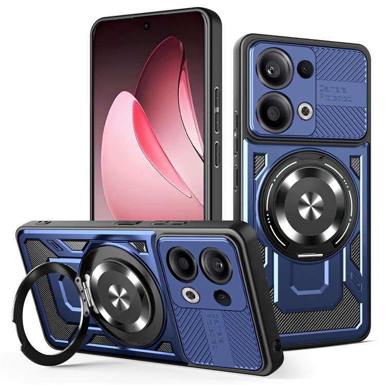 For Oppo Reno13 5G (Global) Magnetic Case Rotating Kickstand TPU + PC Phone Cover - Sapphire