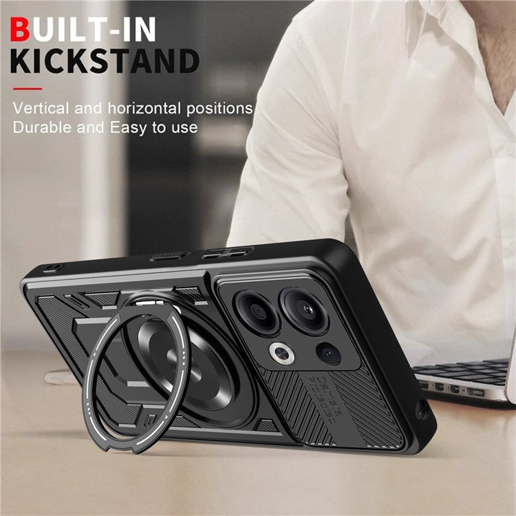 For Oppo Reno13 5G (Global) Magnetic Case Rotating Kickstand TPU + PC Phone Cover - Rose Gold