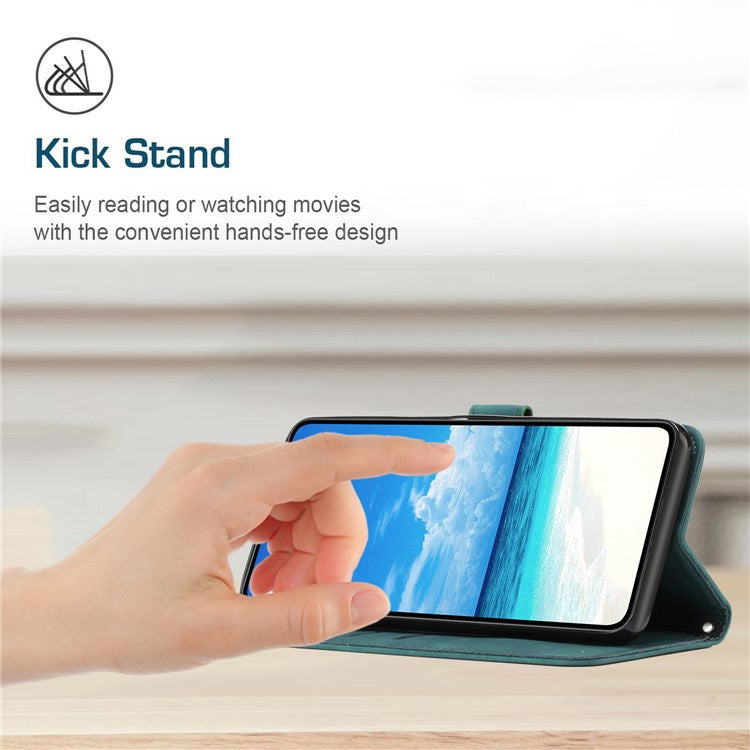Skin-touch Feeling Leather Phone Case for Google Pixel 7 5G, Imprinted Heart Shape Pattern Multifunction Wallet Stand Phone Shell with Strap - Green