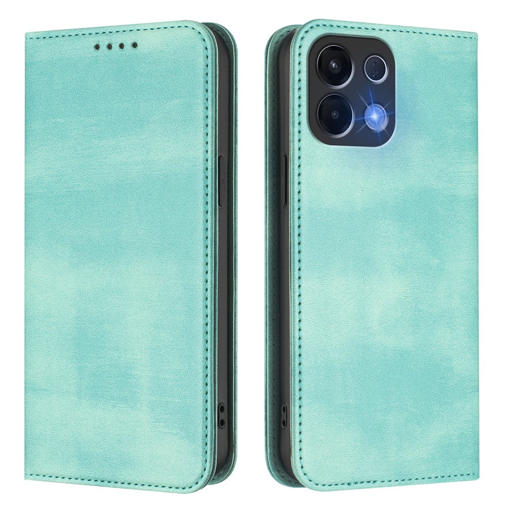 For Oppo K13 5G Wallet Cases Retro Texture RFID Blocking Leather Phone Cover - Mint Green