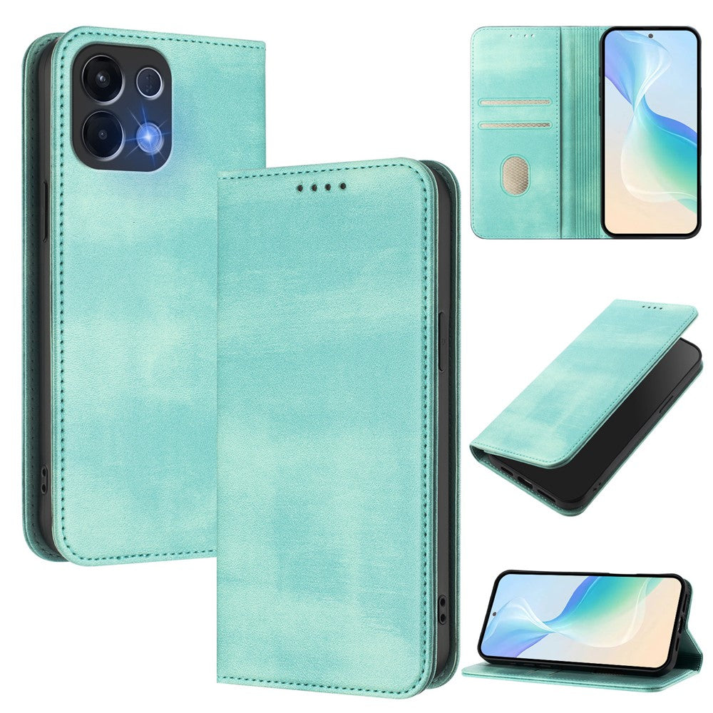 For Oppo K13 5G Wallet Cases Retro Texture RFID Blocking Leather Phone Cover - Mint Green