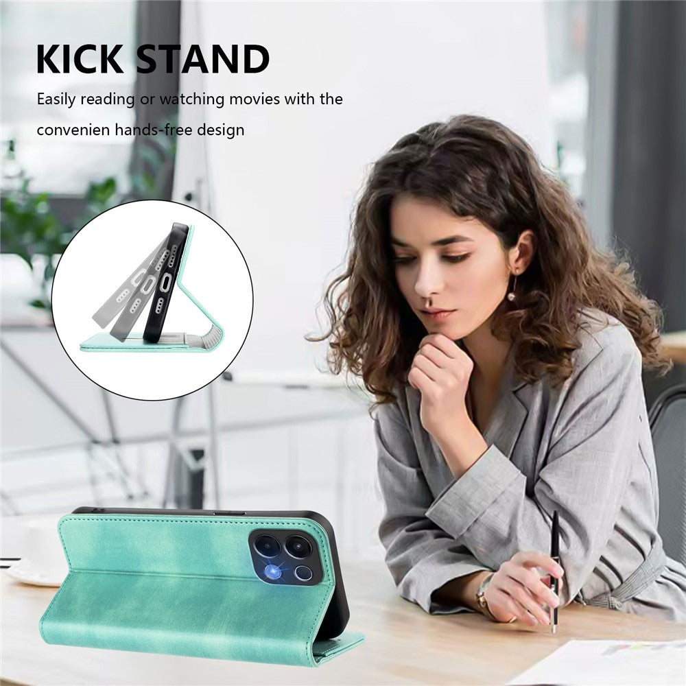 For Oppo K13 5G Wallet Cases Retro Texture RFID Blocking Leather Phone Cover - Mint Green