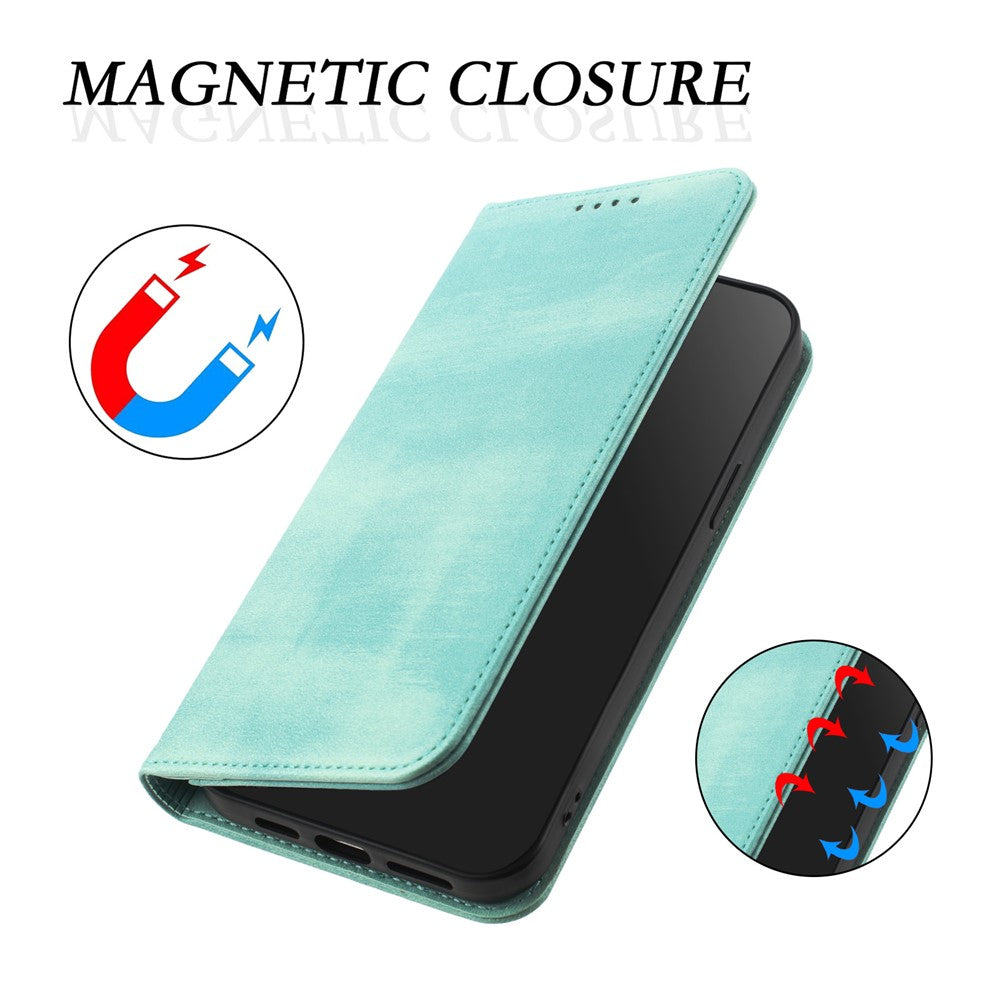 For Oppo K13 5G Wallet Cases Retro Texture RFID Blocking Leather Phone Cover - Mint Green