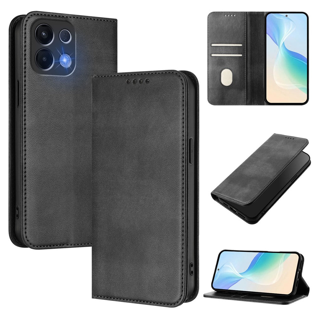 For Oppo K13 5G Wallet Cases Retro Texture RFID Blocking Leather Phone Cover - Black