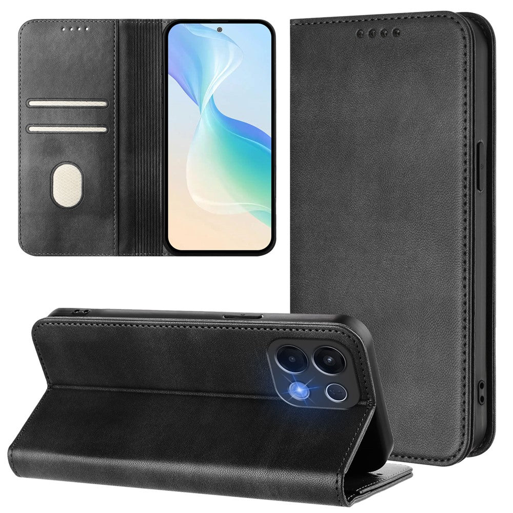 For Oppo K13 5G Wallet Cases Retro Texture RFID Blocking Leather Phone Cover - Black