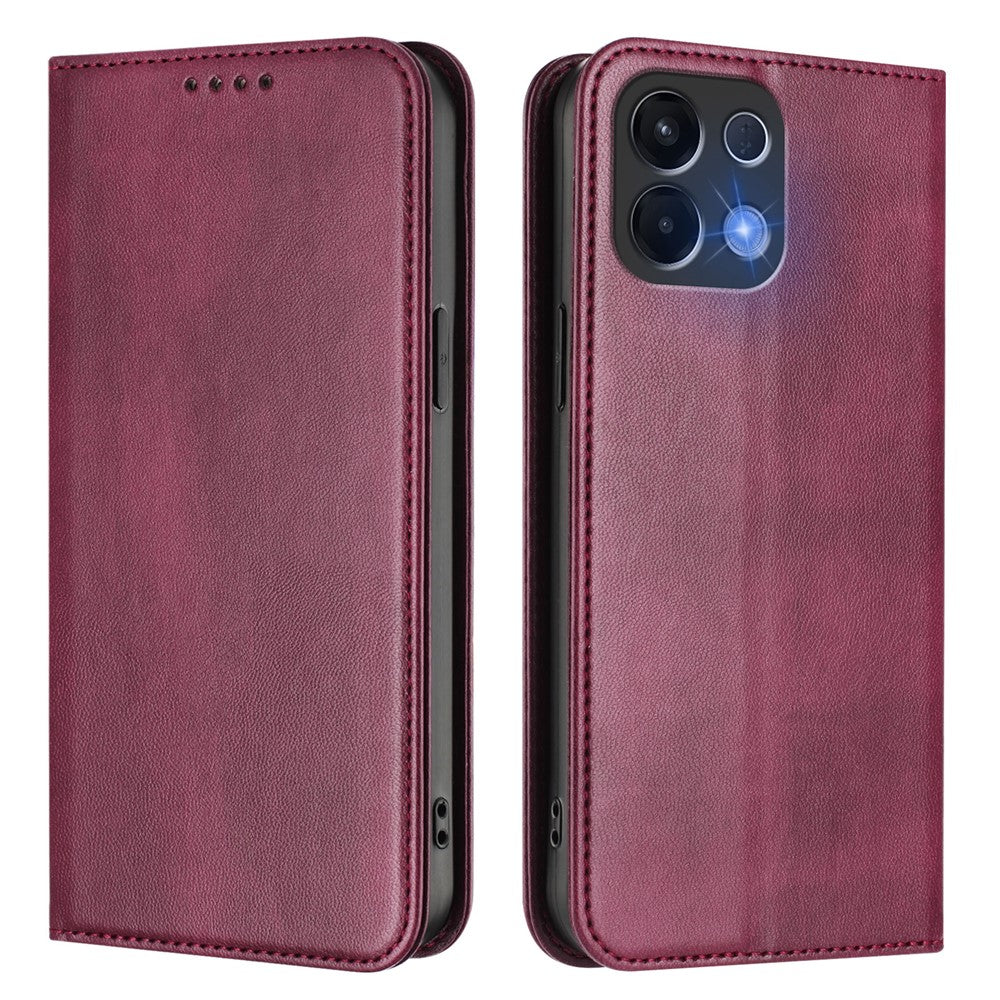 For Oppo K13 5G Wallet Cases Retro Texture RFID Blocking Leather Phone Cover - Wine Red