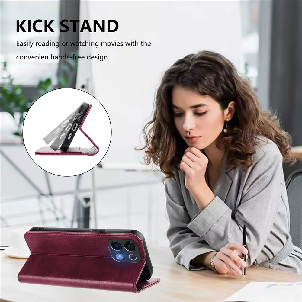 For Oppo K13 5G Wallet Cases Retro Texture RFID Blocking Leather Phone Cover - Wine Red