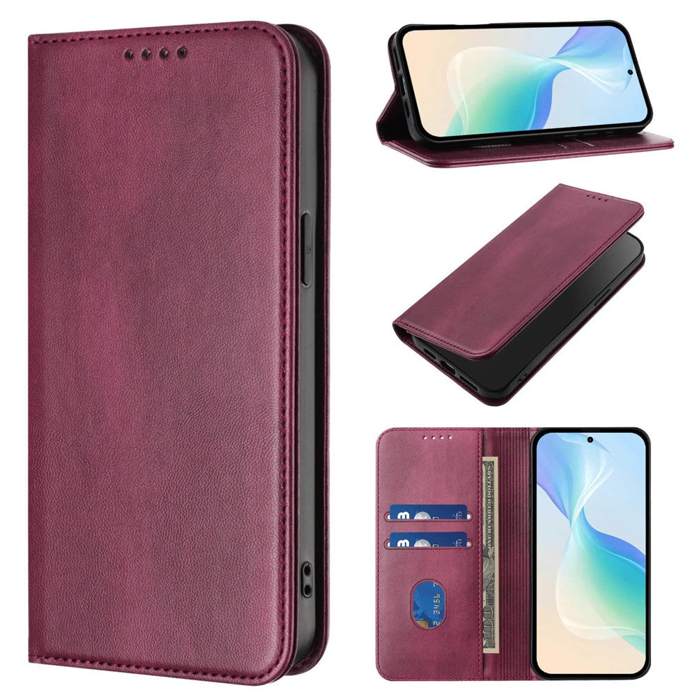 For Oppo K13 5G Wallet Cases Retro Texture RFID Blocking Leather Phone Cover - Wine Red