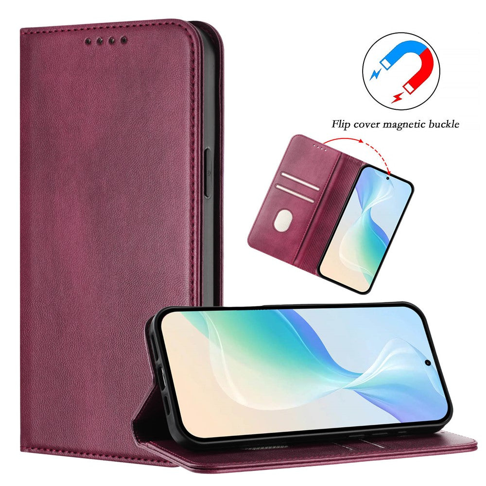 For Oppo K13 5G Wallet Cases Retro Texture RFID Blocking Leather Phone Cover - Wine Red
