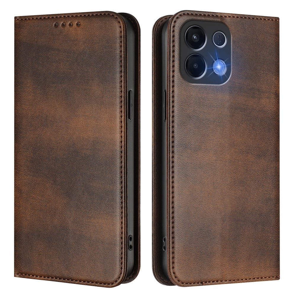 For Oppo K13 5G Wallet Cases Retro Texture RFID Blocking Leather Phone Cover - Brown