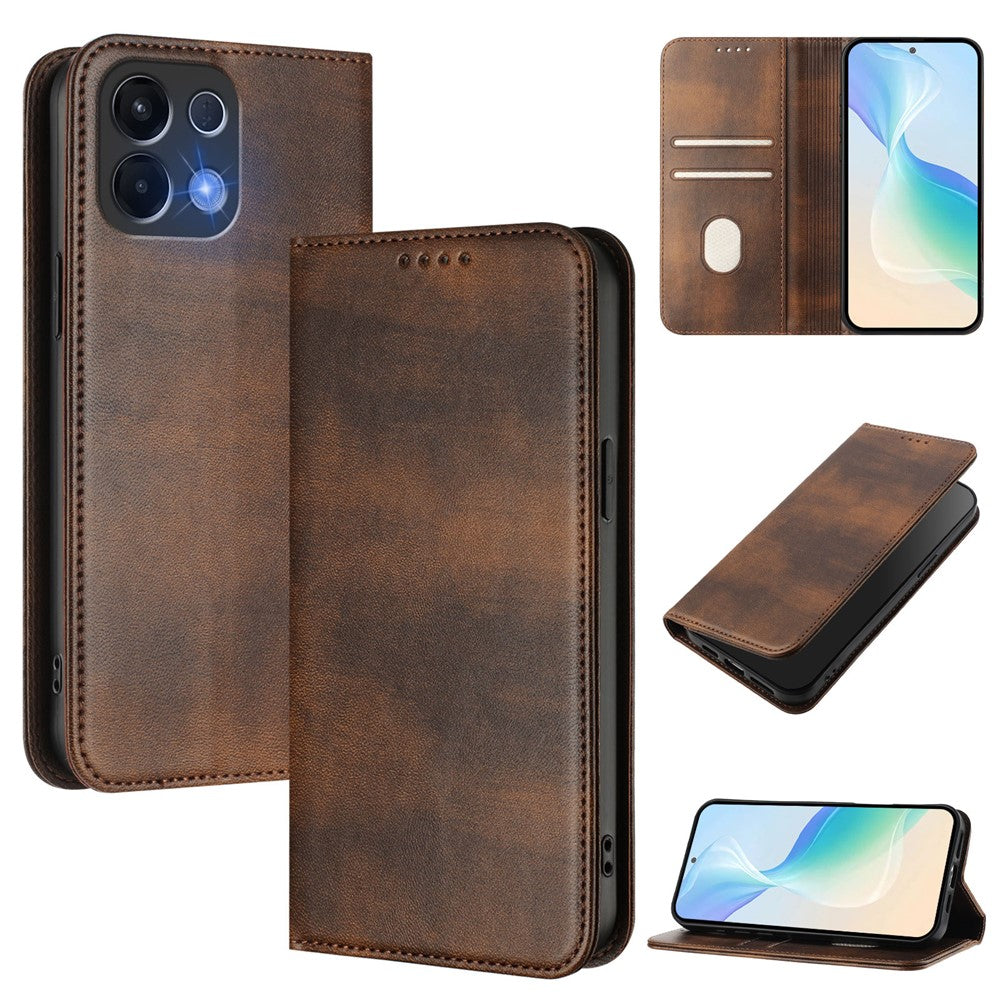 For Oppo K13 5G Wallet Cases Retro Texture RFID Blocking Leather Phone Cover - Brown