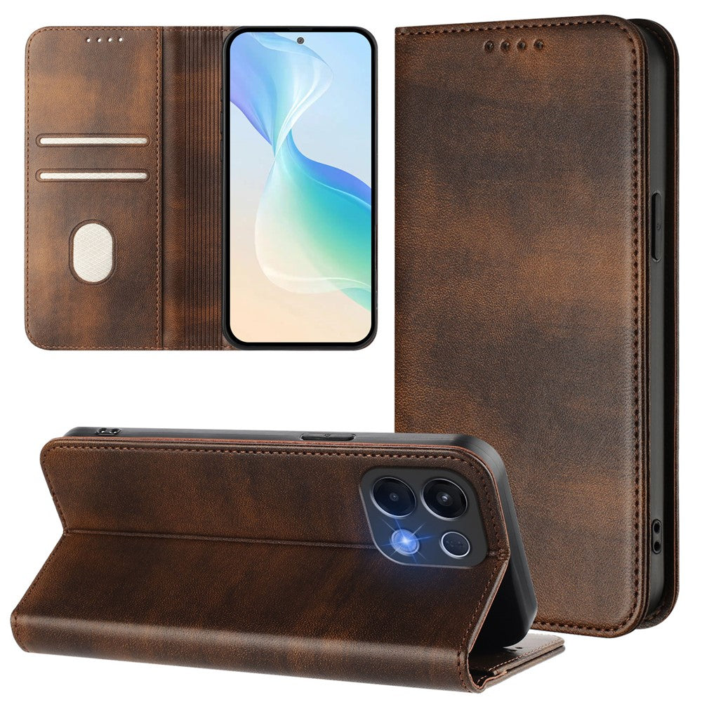 For Oppo K13 5G Wallet Cases Retro Texture RFID Blocking Leather Phone Cover - Brown