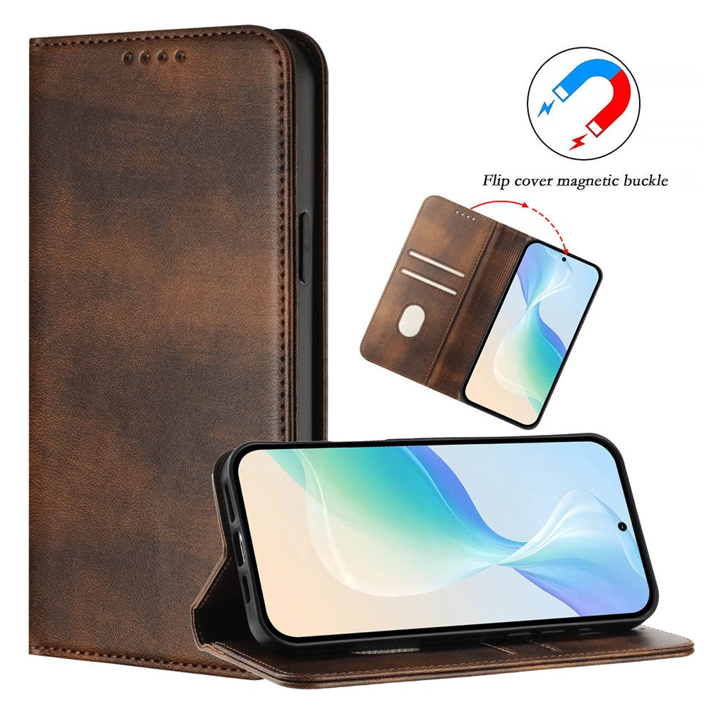 For Oppo K13 5G Wallet Cases Retro Texture RFID Blocking Leather Phone Cover - Brown