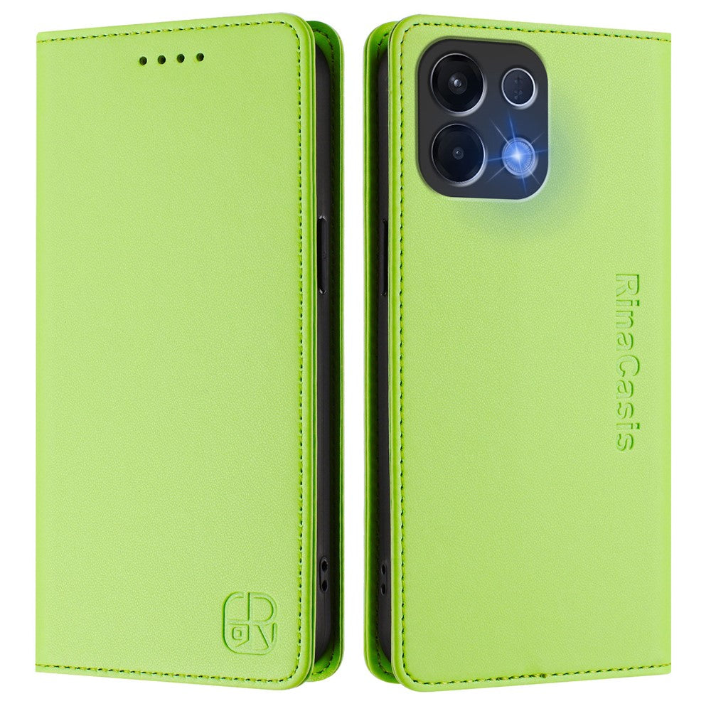 For Oppo K13 5G Leather Case RINACASIS RC01 Phone Cover with RFID Blocking Wallet Stand - Green
