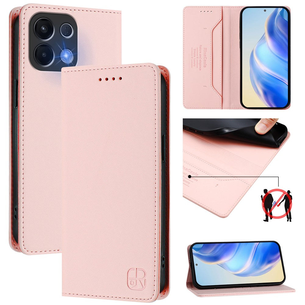 For Oppo K13 5G Leather Case RINACASIS RC01 Phone Cover with RFID Blocking Wallet Stand - Pink