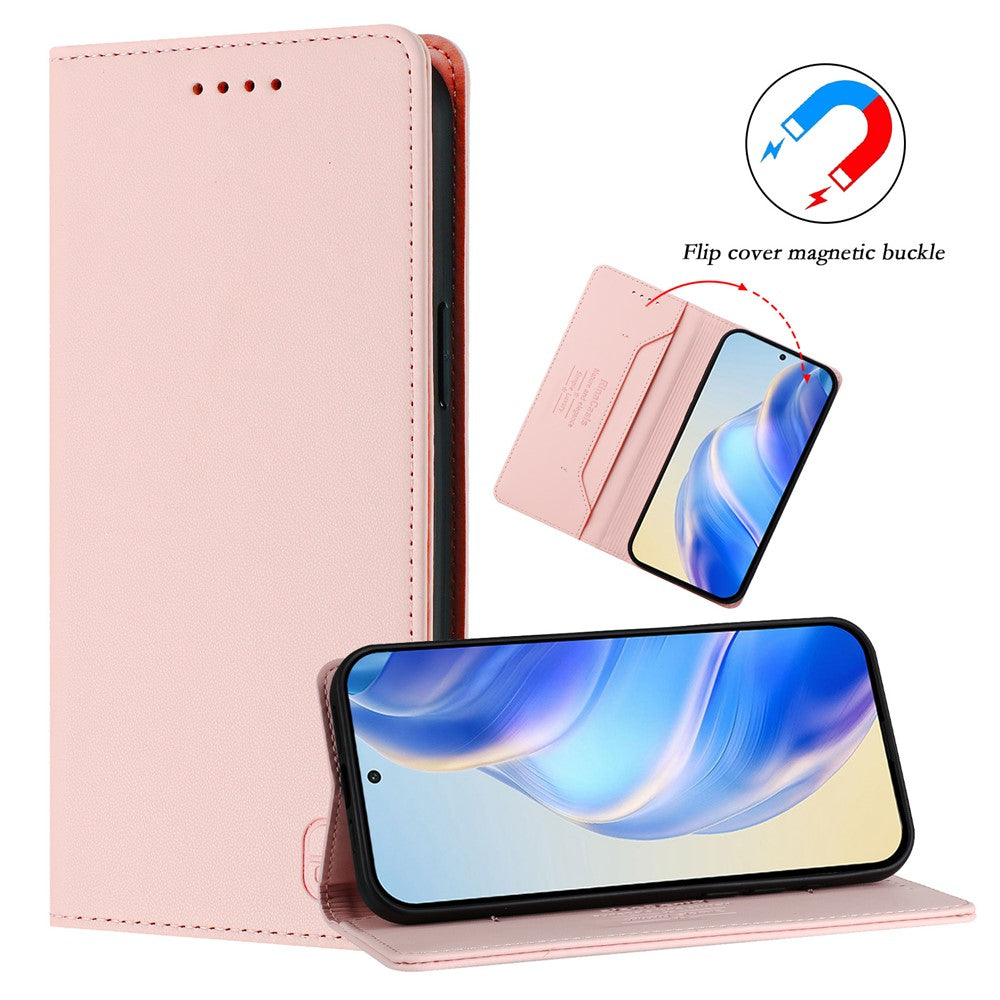 For Oppo K13 5G Leather Case RINACASIS RC01 Phone Cover with RFID Blocking Wallet Stand - Pink